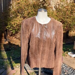 Valerie Stevens Shimmering Brown Leather Jacket